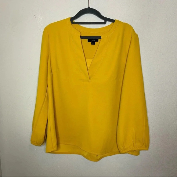 J. Crew Mustard Yellow Blouse 3/4 Sleeves Size Medium - Picture 1 of 6